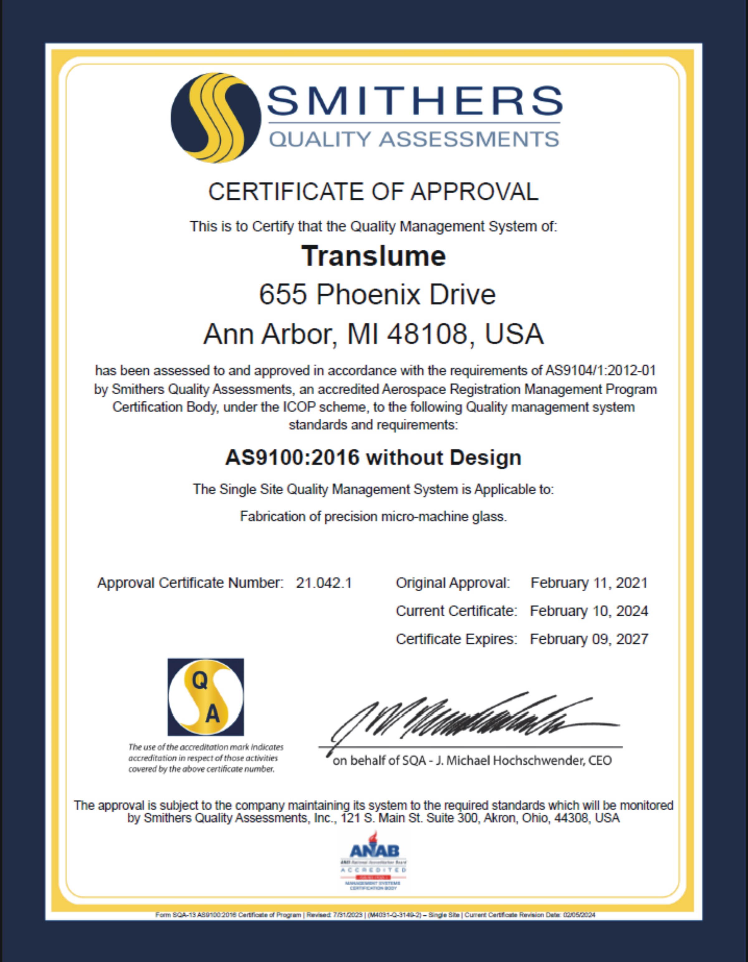 AS certificate of approval